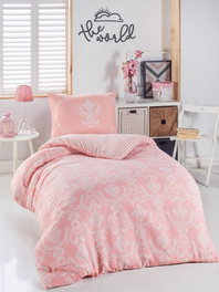 L'essentiel linge de maison Pure Juego de funda nórdica individual Polvo y Blanco